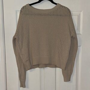 Cream Knit Oversized Sweater with synched waist